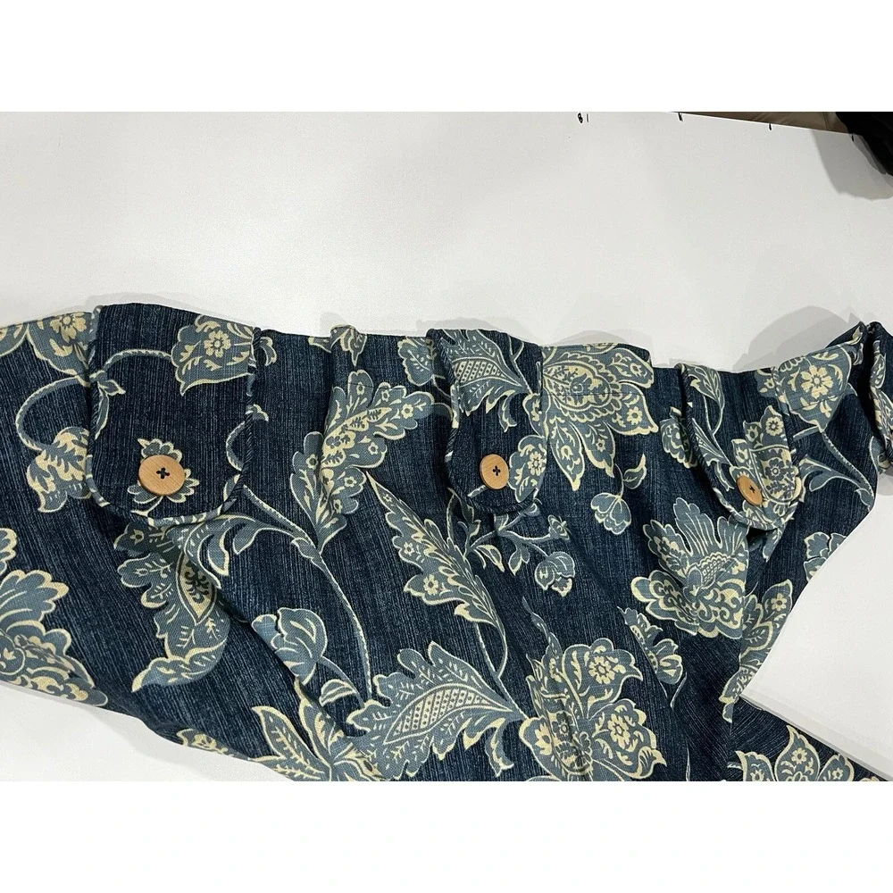Waverly Home Classics Blue Indigo Indian Print Euc 84 X 42  Cotton Two Panels